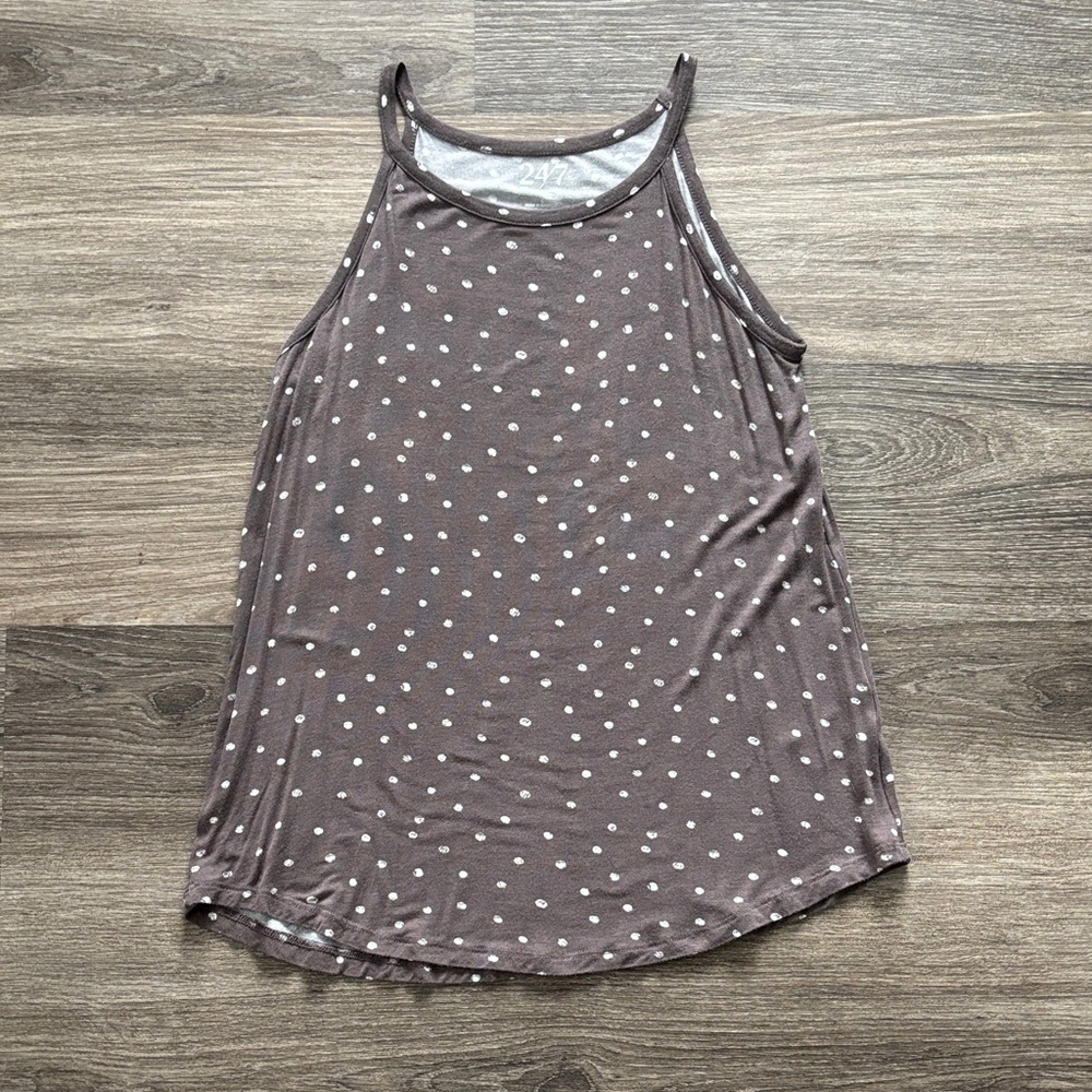 Women’s Taupe Polka Dot Racerback Tank Top
